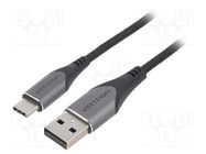 Cable; USB 2.0; USB A plug,USB C plug; nickel plated; 2m; silver VENTION