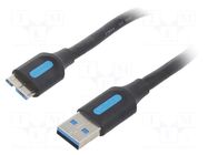 Cable; USB 3.0; USB A plug,USB B micro plug; nickel plated; 3m VENTION