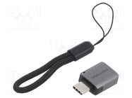 Adapter; USB 3.0; USB A socket,USB C plug; nickel plated; grey VENTION