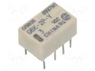 Relay: electromagnetic; DPDT; Ucoil: 3VDC; Icontacts max: 1A; G6K OMRON Electronic Components