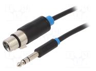 Cable; Jack 6,3mm 3pin plug,XLR female 3pin; 1m; black; PVC VENTION