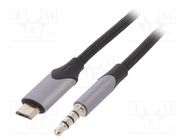 Cable; Jack 3.5mm plug,USB B micro plug; nickel plated; 1.5m 