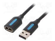 Cable; USB 2.0; USB A socket,USB A plug; nickel plated; 0.5m VENTION