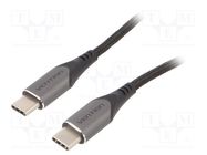 Cable; USB 2.0; USB C plug,both sides; 0.5m; black; 480Mbps; 60W 