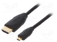 Cable; HDMI 2.0; HDMI plug,micro HDMI plug; PVC; 1m; black VENTION