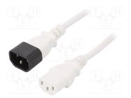 Cable; 3x1mm2; IEC C13 female,IEC C14 male; PVC; 1.8m; white; 10A LIAN DUNG