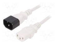 Cable; 3x1mm2; IEC C13 female,IEC C14 male; PVC; 5m; white; 10A LIAN DUNG