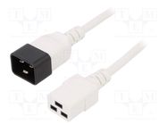 Cable; 3x1.5mm2; IEC C19 female,IEC C20 male; PVC; 1m; white; 16A 