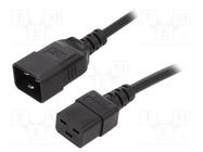 Cable; 3x1.5mm2; IEC C19 female,IEC C20 male; PVC; 5m; black; 16A 