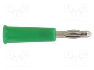 Plug; 4mm banana; 36A; green; nickel plated; on cable; -20÷80°C DONAU ELEKTRONIK