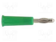 Connector: 4mm banana; plug; 36A; green; nickel plated; on cable DONAU ELEKTRONIK