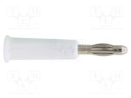 Plug; 4mm banana; 36A; white; nickel plated; on cable; -20÷80°C DONAU ELEKTRONIK