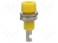 Socket; 2mm banana; 10A; yellow; on panel,screw; insulated DONAU ELEKTRONIK