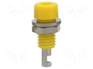 Connector: 2mm banana; socket; 10A; yellow; on panel,screw DONAU ELEKTRONIK