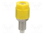 Connector: 4mm banana; socket; 36A; yellow; nickel plated; 8mm DONAU ELEKTRONIK