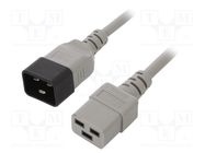 Cable; 3x1.5mm2; IEC C19 female,IEC C20 male; PVC; 0.5m; grey; 16A LIAN DUNG