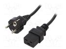 Cable; CEE 7/7 (E/F) plug,IEC C19 female; 1m; black; 16A; 250V LOGILINK