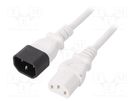 Cable; 3x0.75mm2; IEC C13 female,IEC C14 male; PVC; 1m; white; 10A LIAN DUNG