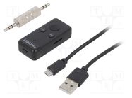 BT receiver; black; Jack 3,5mm,microSD,USB B micro; 10m; 300mAh LOGILINK