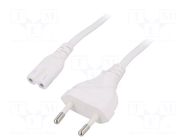 Cable; CEE 7/16 (C) plug,IEC C7 female; 1.8m; white; 2.5A; 230V LOGILINK