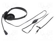 Headphones with microphone; black; Jack 3,5mm; 1.8m; 20÷20000Hz LOGILINK