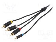 Cable; Jack 2.5mm plug,RCA plug x3; 2m; Plating: gold-plated VENTION