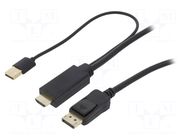 Cable; DisplayPort plug,HDMI plug,USB A plug; 1m; black LOGILINK