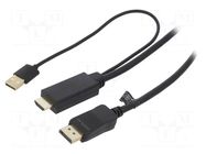 Cable; DisplayPort plug,HDMI plug,USB A plug; 2m; black LOGILINK