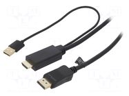 Cable; DisplayPort plug,HDMI plug,USB A plug; 2m; black LOGILINK