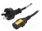 Cable; 3x1mm2; AS 3112 (I) plug,IEC C13 female; PVC; 2m; black SCHURTER
