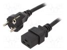 Cable; CEE 7/7 (E/F) plug,IEC C19 female; 3m; black; 16A; 250V LOGILINK