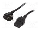 Cable; 3x1.5mm2; CEE 7/7 (E/F) plug angled,IEC C19 female; PVC SCHURTER