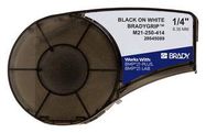 LABEL TAPE, PET, 0.25" X 10FT, BLK/WHITE