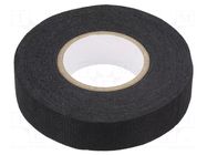Tape: textile; W: 19mm; L: 15m; Thk: 0.13mm; modified acryl; black IPT