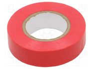 Tape: electrical insulating; W: 19mm; L: 20m; Thk: 0.13mm; red; 200% 
