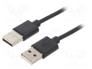 Cable; USB 2.0; USB A plug,both sides; nickel plated; 1m; black DIGITUS