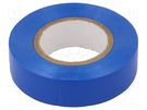 Tape: electrical insulating; W: 19mm; L: 20m; Thk: 0.13mm; blue; 200% 