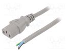Cable; 3x1mm2; IEC C13 female,wires; PVC; 5m; grey; 10A; 250V LIAN DUNG