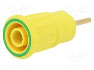 Socket; 4mm banana; 24A; 1kV; L: 35.5mm; yellow-green; gold-plated STÄUBLI