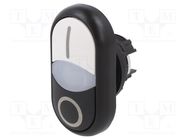 Switch: double; 22mm; Stabl.pos: 1; white/black; M22-FLED,M22-LED 