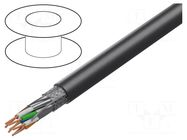 Wire; S/FTP; 4x2x23AWG; 7; outdoor; wire; OFC; Insulation: PE; black GOOBAY