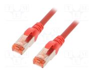 Patch cord; S/FTP; 6; stranded; Cu; LSZH; red; 5m; 27AWG 