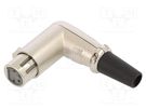 Plug; XLR; female; PIN: 4; angled 90°; for cable; soldering; silver CLIFF