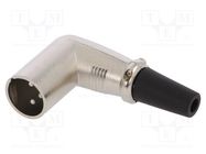 Connector: XLR; plug; male; PIN: 3; angled 90°; for cable; soldering 