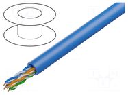 Wire; U/UTP; 4x2x23AWG; 6a; wire; Cu; Insulation: LSZH; blue; 500m DIGITUS