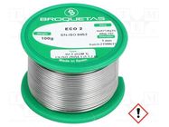 Soldering wire; tin; Sn97Ag3; 1mm; 100g; lead free; reel; 221°C BROQUETAS