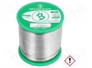 Soldering wire; tin; Sn97Ag3; 1mm; 500g; lead free; reel; 221°C BROQUETAS