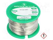 Soldering wire; tin; Sn97Cu3; 0.5mm; 100g; lead free; reel; 230°C BROQUETAS