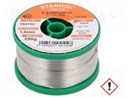 Soldering wire; Sn96Ag3Cu1; 1mm; 0.25kg; lead free; reel; HS10 STANNOL