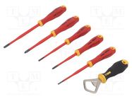 Kit: screwdrivers; insulated,slim; 1kVAC; Phillips,slot; 5pcs. FELO